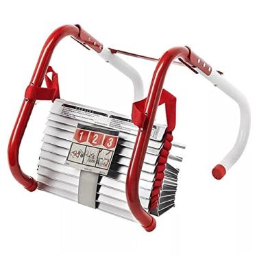 Imagem de Escada portátil para escadas de incêndio de 7,5 m - liga de alumínio, resistente a chamas, fácil armazenamento para casas de 2 a 6 andares, ideal para uso interno/externo, casas na árvore e parques