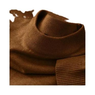 Imagem de Suéter Masculino Casual De Outono Com Gola Alta Falsa, Quente E Leve, 