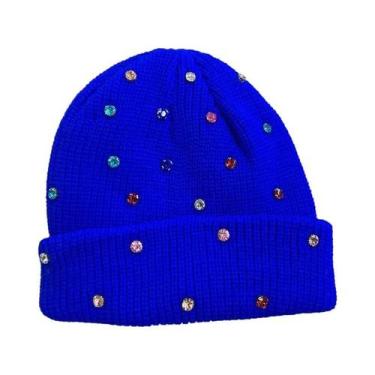 Imagem de Gorro Feminino De Tricô Com Strass Brilhante, Chapéu Macio Para Outono