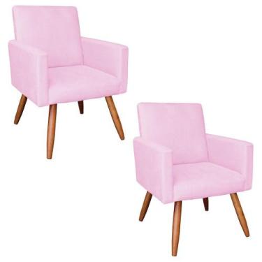 Imagem de Kit 02 poltronas larissa suede rosa bebe - DRossi