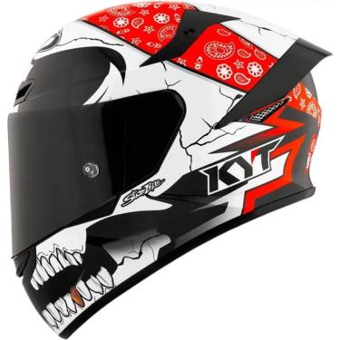Imagem de Capacete KYT TT Course Pirate Branco e Vermelho-Masculino
