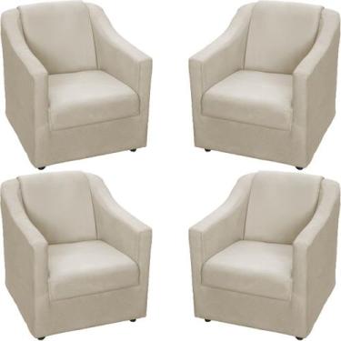 Imagem de Kit 4 Poltronas Decorativa Para Sala Recepção Manicure Barbearia Escri