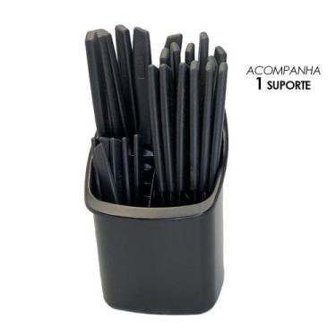 Imagem de Conjunto Talheres Capri 25 Peças - Preto - Fratelli