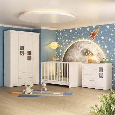 Imagem de Quarto De Bebê Completo Com Berço 3 Em 1 Para Colchão 130x60cm Serena 