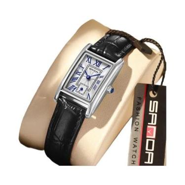 Imagem de Relógio De Quartzo De Couro Feminino Elegante Com Mostrador Retangular