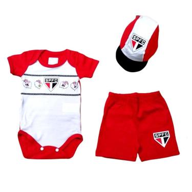 Imagem de Conjunto Bebê São Paulo Body Shorts e Boné Oficial