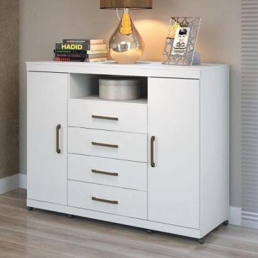 Imagem de Cômoda De Madeira 4 Gavetas Santos Andirá Branco Branco - OUTRAS MARCA