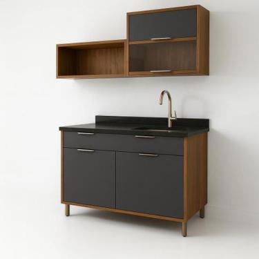 Imagem de Lavanderia Completa Armário Aéreo Balcão Gabinete Em Mdf Multiuso Nich