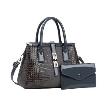 Imagem de Bolsa De Ombro De Couro Com Padrão De Crocodilo De Grande Capacidade P