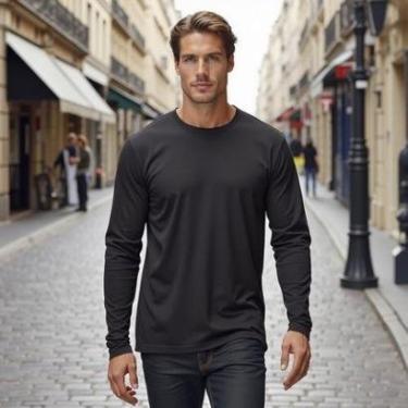 Imagem de Camiseta De Frio Manga Longa Masculina Colorida Sortidas-Masculino