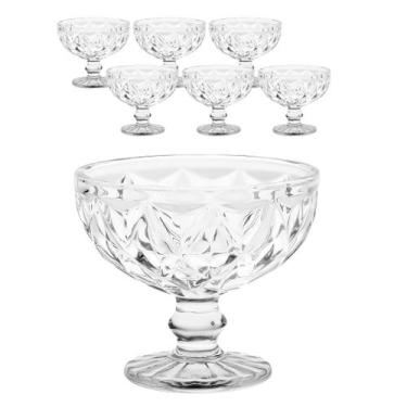 Imagem de Jogo 6 Taças Sobremesas De Vidro Diamond Diamante 320ml - CLICK HOUSE