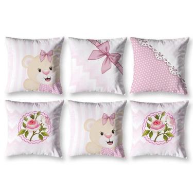 Imagem de Kit 6 Capa de Almofada Estampadas Infantil 40cm x 40cm Zíper invisível