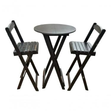 Imagem de Jogo De Bistrô Dobrável Mesa Com 2 Banquetas Para Bar Preto