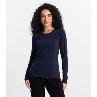 Imagem de Blusa Manga Longa Feminina Rovitex Azul, M, Azul