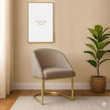 Imagem de Poltrona Lua Decorativa para Quarto em Veludo com Encosto Curvo Aconchegante Capuccino