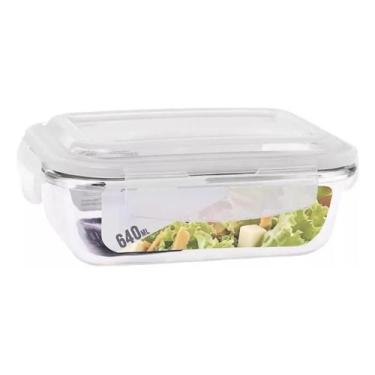 Imagem de Pote Vidro Hermético Marmita Mantimento Tampa Plástico 640ml - Congrat