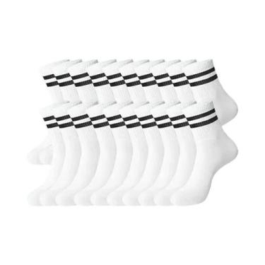 Imagem de Meias Listradas Unissex De Cano Médio 6, 10 Ou 20 Pares Respiráveis, A