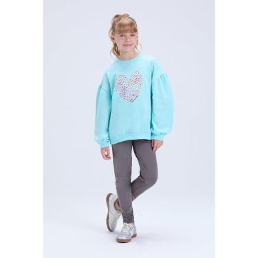 Imagem de Conjunto Infantil de Inverno Feminino Moletom com Manga Bufante e Coração-Feminino