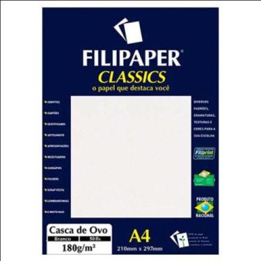 Imagem de Papel Casca De Ovo Branco A4 180g/m² Filipaper 50 Folhas