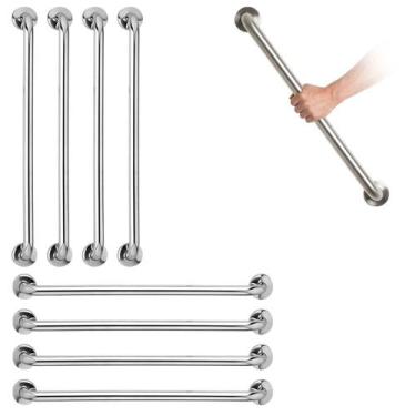 Imagem de Alça Barra de Apoio 70cm Kit 8 Inox Corrimao Segurança Proteçao Idoso 