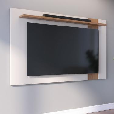 Imagem de Painel para TV Leme Até 70" 160-180CM em MDP com Prateleira e Design Moderno Off White...