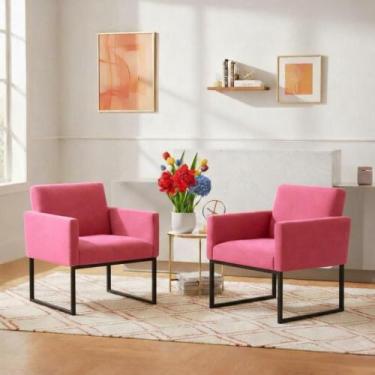 Imagem de Kit 2 Poltronas Decorativas Reforçada Para Salão E Barbearia - Móveis 