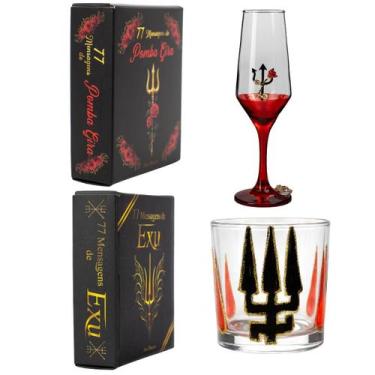 Imagem de Kit Box 77 Mensagens de Exu e Pomba Gira  Taça e Copo Modelo:Kit Box E