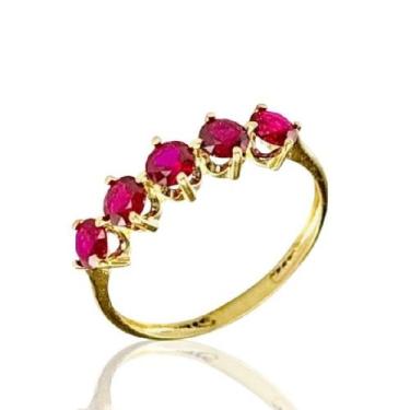 Imagem de Anel meia aliança de ouro 18k Pedras 3,5 mm - Elegancy, 22