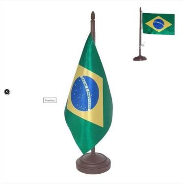 Imagem de Bandeira de Mesa Brasil 14x21 cm com Pedestal Decorativo para Festas -