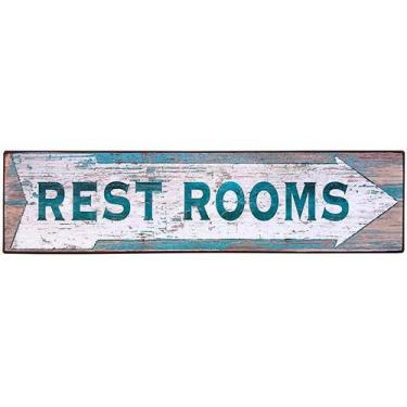 Imagem de Placa Decorativa de Parede em Metal - REST ROOMS  Salas de Descanso - 