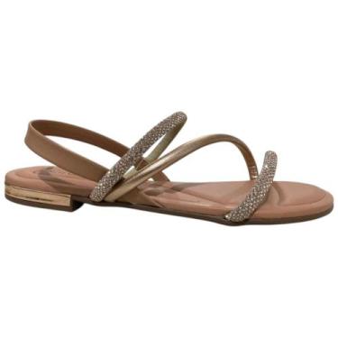 Imagem de sandalia feminina beira rio rasteirinha casual metalizado rose, Ouro, 