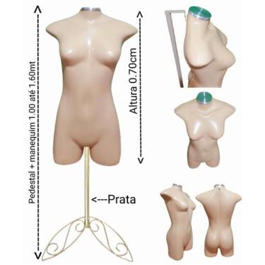 Imagem de Manequim feminino adulto (meio corpo jó N.36) bege com tampa prata + p