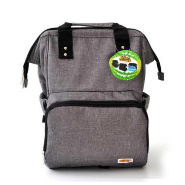 Imagem de Mochila Bolsa Maternidade Com Porta Mamadeira Térmica Cinza  - Turminh