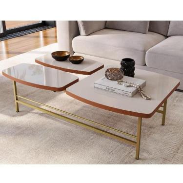 Imagem de Mesa de Centro Lile 1,10m Luxo MDF 25mm Usinado Pés de Ferro Moderna -