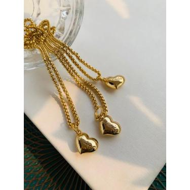 Imagem de Colares chocker modelo coração União Respeito Paz folheado a Ouro - Do