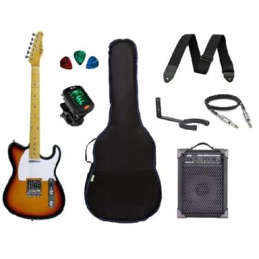 Imagem de KIT Guitarra Tagima Woodstock Telecaster Tw55 Sunburst + Amp