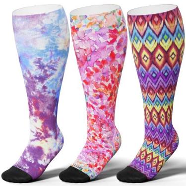 Imagem de Meias de compressão LEVSOX Wide Calf 15-20 mmHg para mulheres e homens