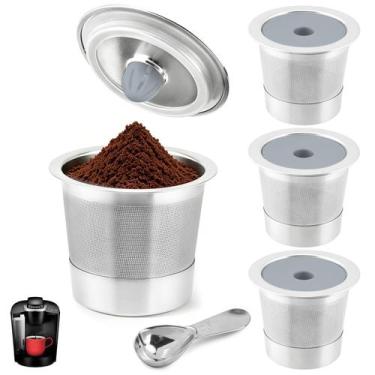 Imagem de Cápsulas Reutilizáveis Xxiong, 4 Unidades, Aço Inoxidável para Keurig