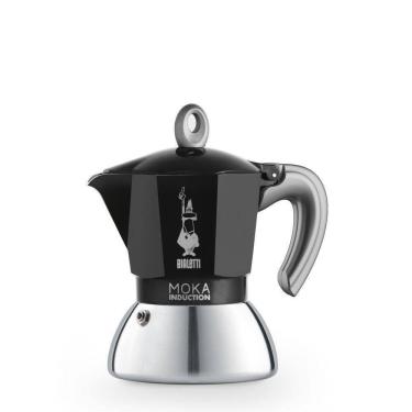Imagem de Cafeteira Moka Indução 2 Xícaras Alumínio e Aço Inox Preta Bialetti