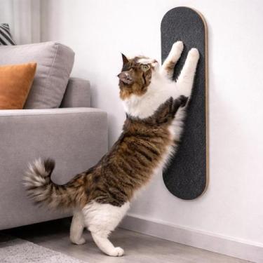 Imagem de Arranhador De Parede Para Gatos Redondo Oval Carpete Protege Móveis - 