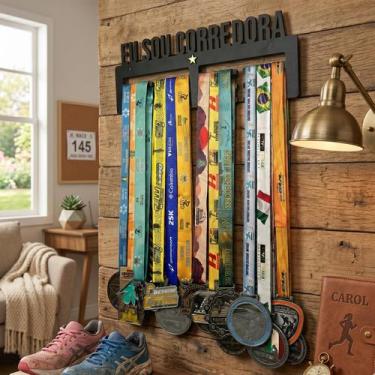 Imagem de Kit com 2 Suportes Quadro Porta Medalhas MDF Expositor para 36 Medalha