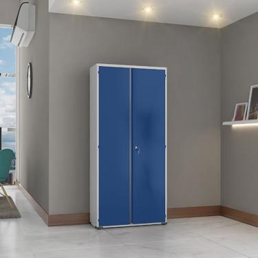 Imagem de Armário de Aço Escritório EA303 com Fechadura 2 Portas 3 Prateleiras Aço 75CM Azul Elite Aço