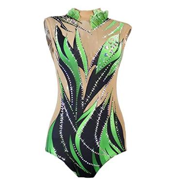 Imagem de Collants de ginástica Acrobatics Girls Green Performance Dance Costumes figure Gym Unitards (verde, personalizado)