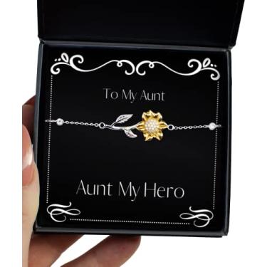 Imagem de SpreadPassion Presente de tia, tia meu herói, pulseira inspiradora de girassol