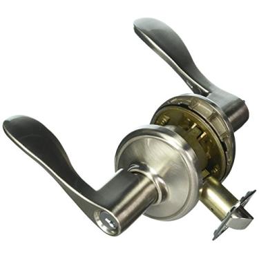 Imagem de Schlage Lock Company F51AACC619WKF F51A Accent 619 WKF Wakefield Deco Rose Fechadura de porta de entrada de níquel acetinado