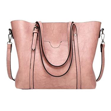 Imagem de Bolsa de ombro Cicilin feminina, de couro, com grande capacidade, bolsa estilo pasta, rosa, One Size
