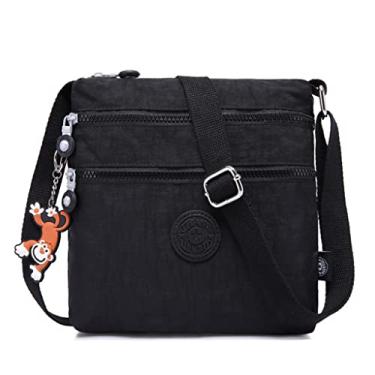 Imagem de bolsas transversal feminina, bolsa leve para uso diário, bolsa de ombro de nylon de moda Preto
