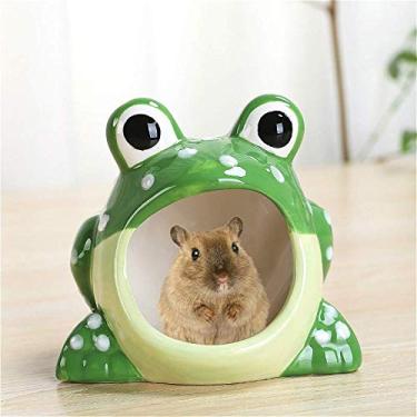 Imagem de Gutongyuan – Banho de animais pequenos de cerâmica, ideal para hamsters de anões e gerbiles, esconderijo para animais de estimaçãogutongyuan S verde