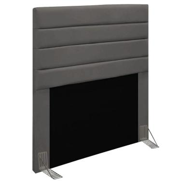Imagem de Cabeceira Rubi Cama Box Solteiro 90cm Suede Grafite