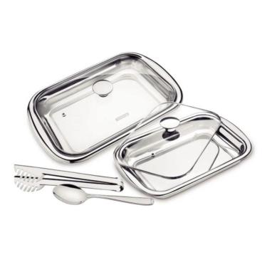 Imagem de Kit Assar e Servir Tramontina Cosmos Inox com Tampa 4 Peças